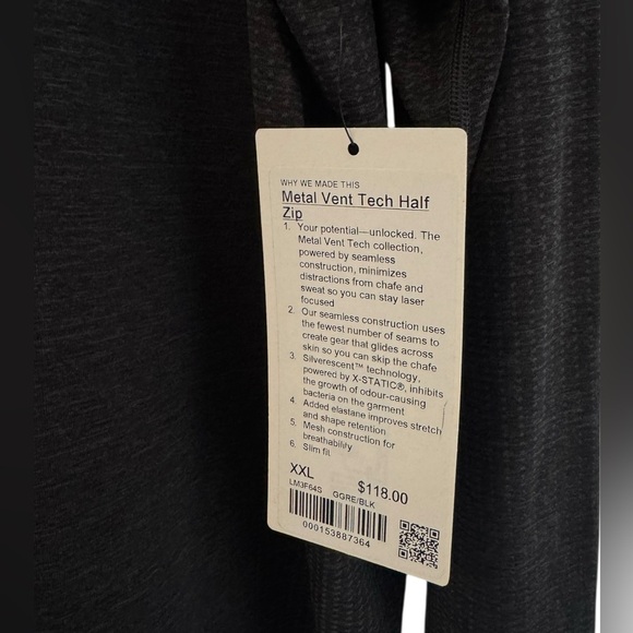 Lululemon 'Metal Vent Tech 2.5' half-zip top  XXL Gray / Black - Picture 4 of 7